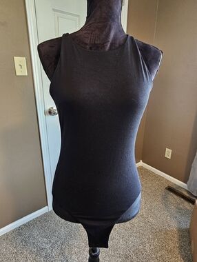 Black Ribbed Tank Bodysuit - Women’s Sleeveless Top